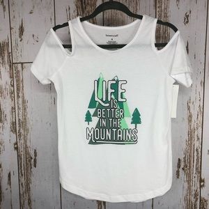 NWT, Boxercraft Graphic Cold Shoulder T, Size Small.